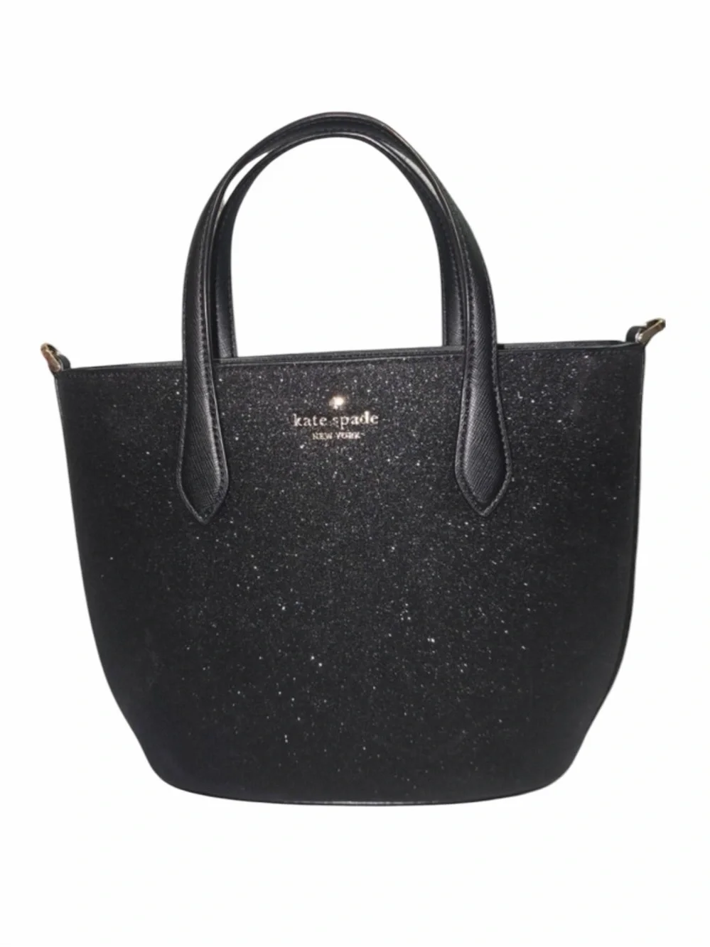 Kate Spade Black Glitter Satchel W/ Matching BiFold Wallet NWOT